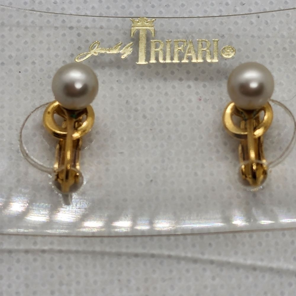 Jewels by Trifari Faux Pearl Clip-On Earrings
